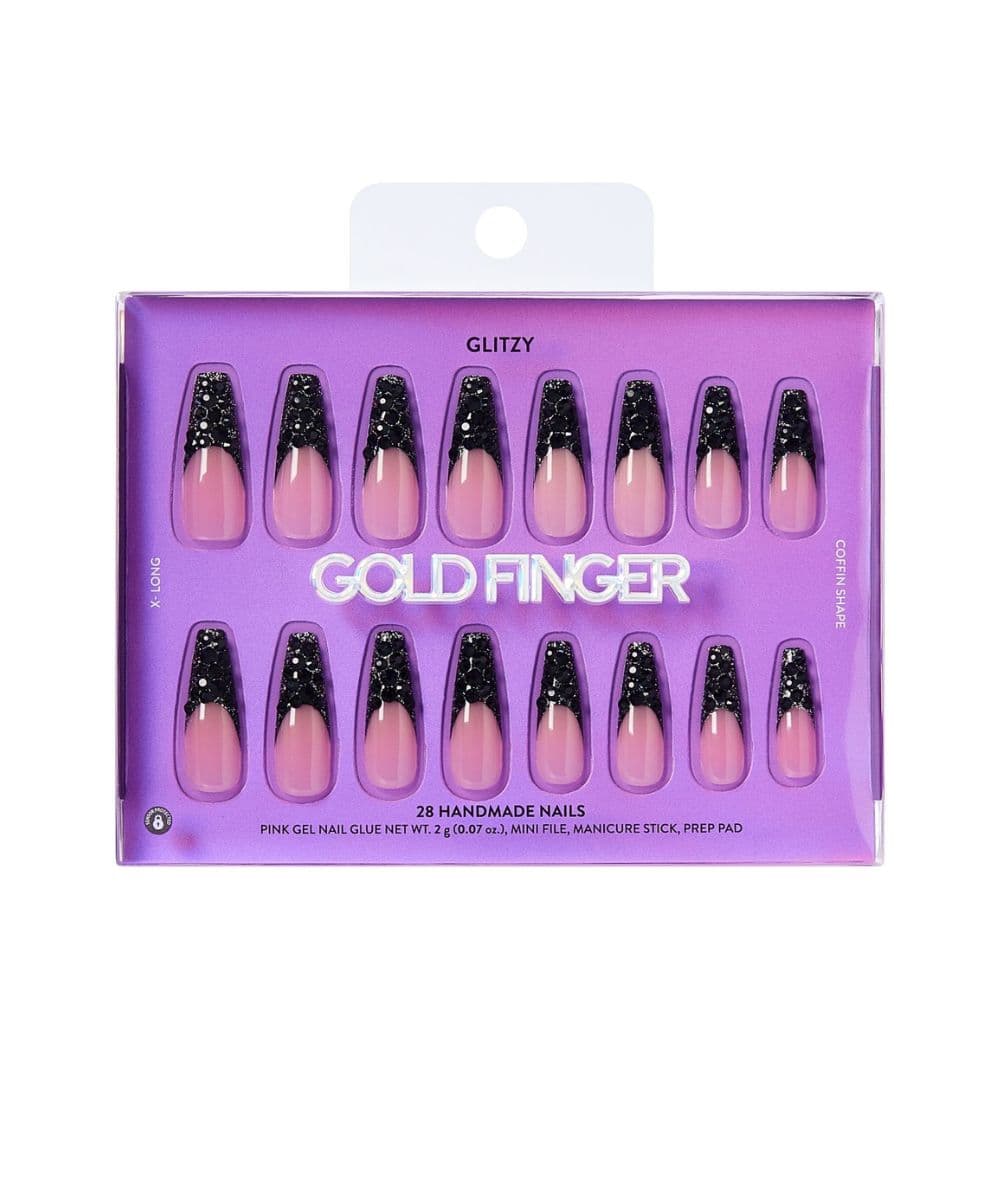 Gold Finger Glitzy Handmade Nails