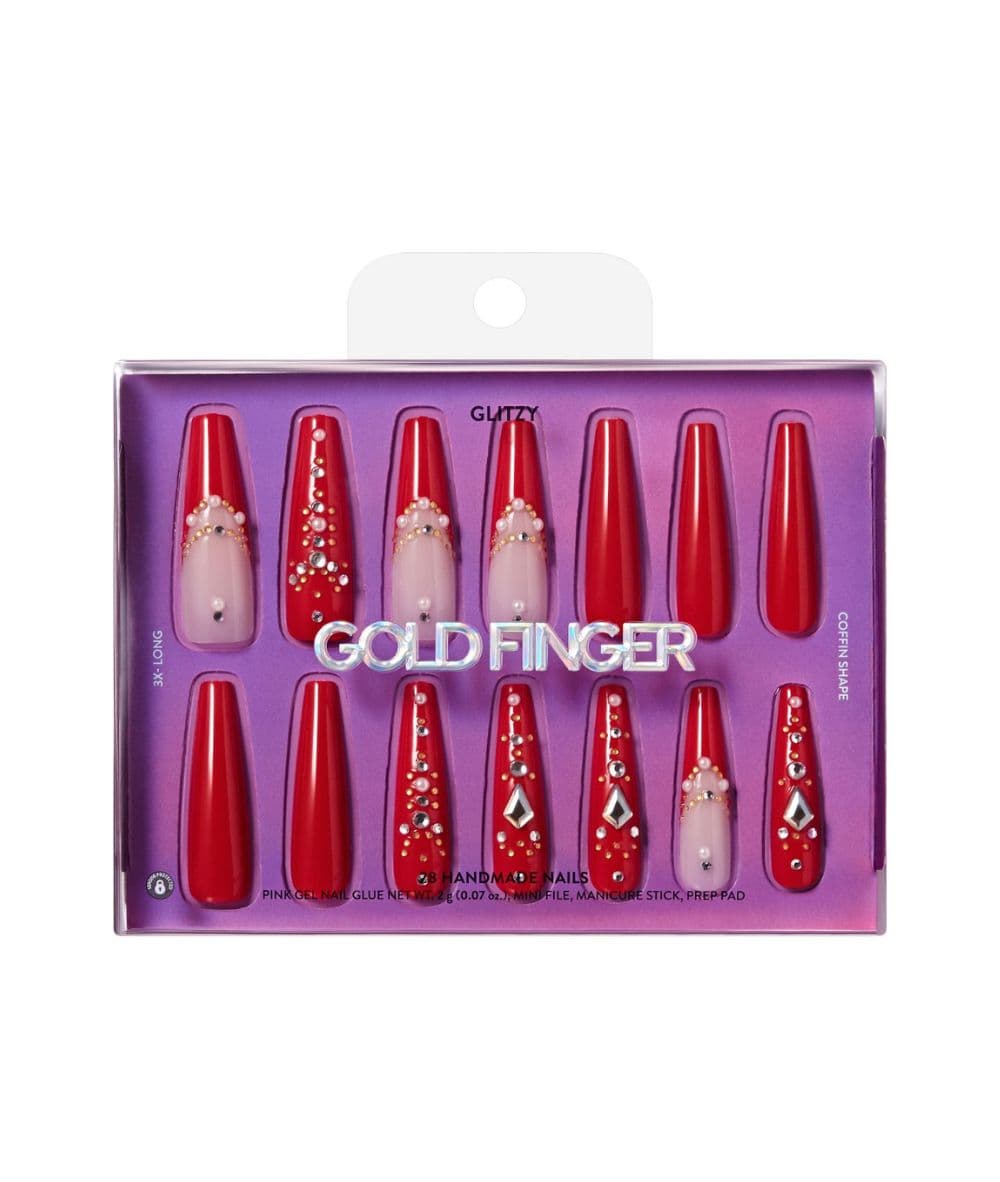 Gold Finger Glitzy Handmade Nails