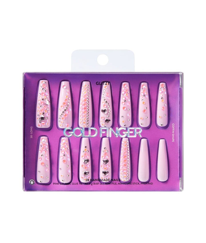 Gold Finger Glitzy Handmade Nails