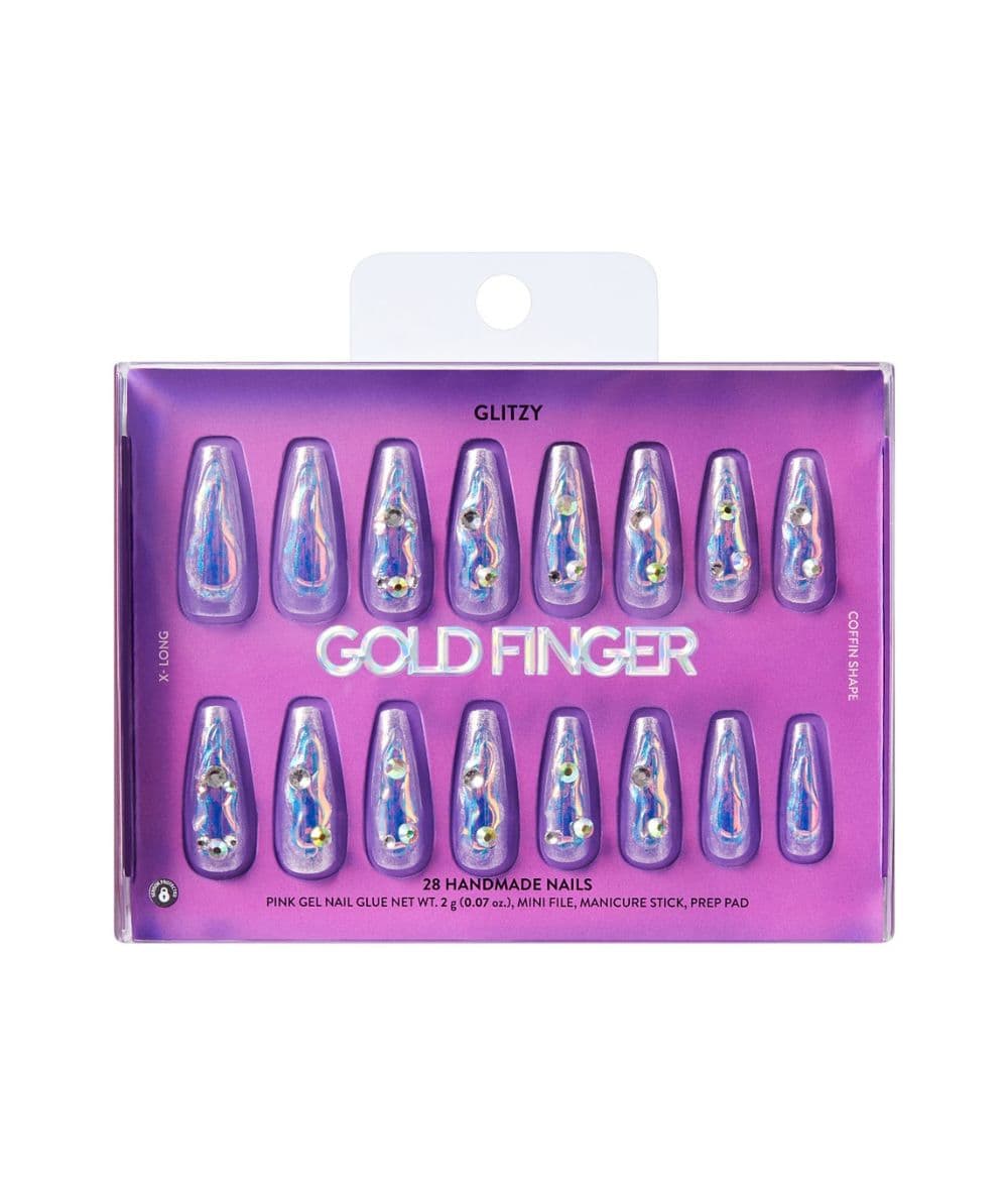 Gold Finger Glitzy Handmade Nails