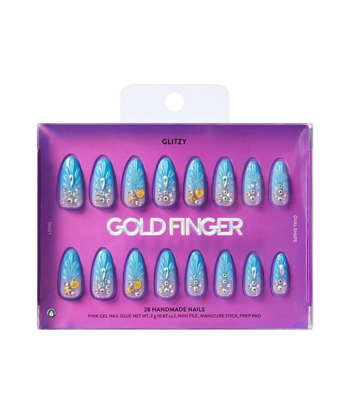 Gold Finger Glitzy Handmade Nails