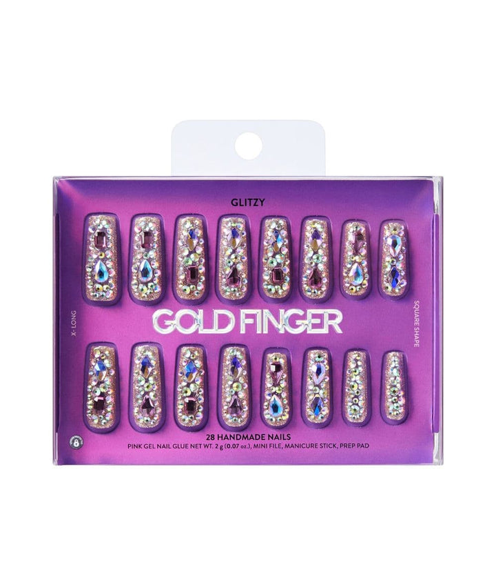 Gold Finger Glitzy Handmade Nails