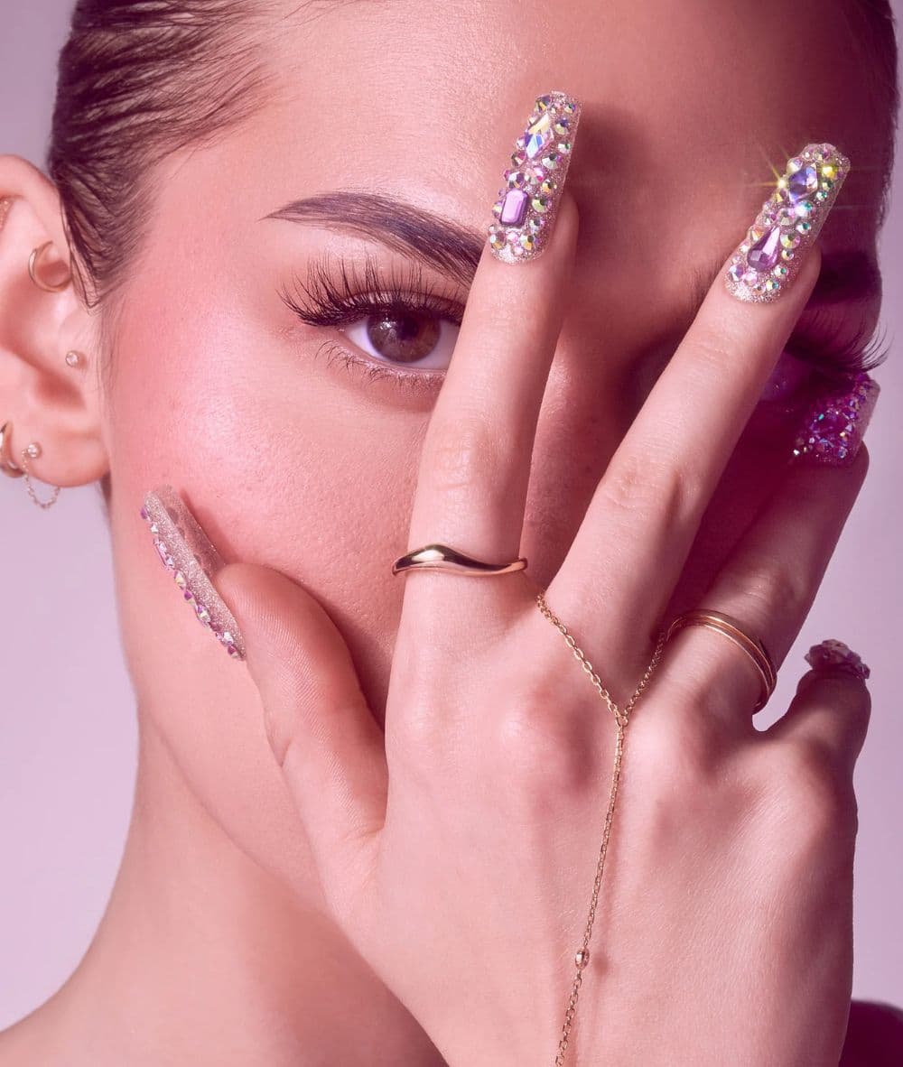 Gold Finger Glitzy Handmade Nails