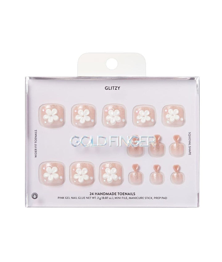 Gold Finger Glitzy Handmade Toenails