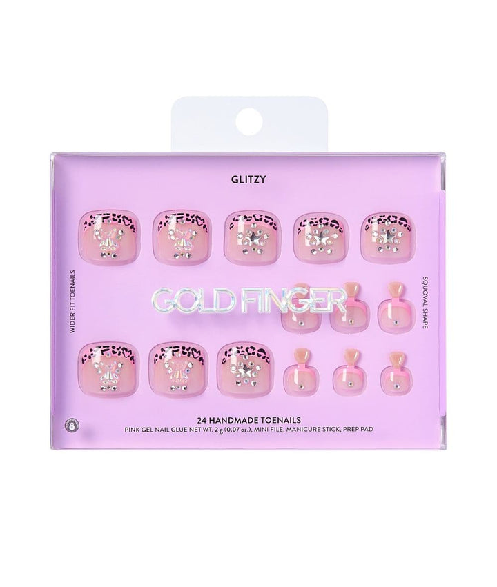 Gold Finger Glitzy Handmade Toenails