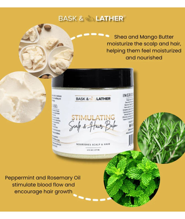 BASK & LATHER Stimulating Scalp and Hair Balm 6oz