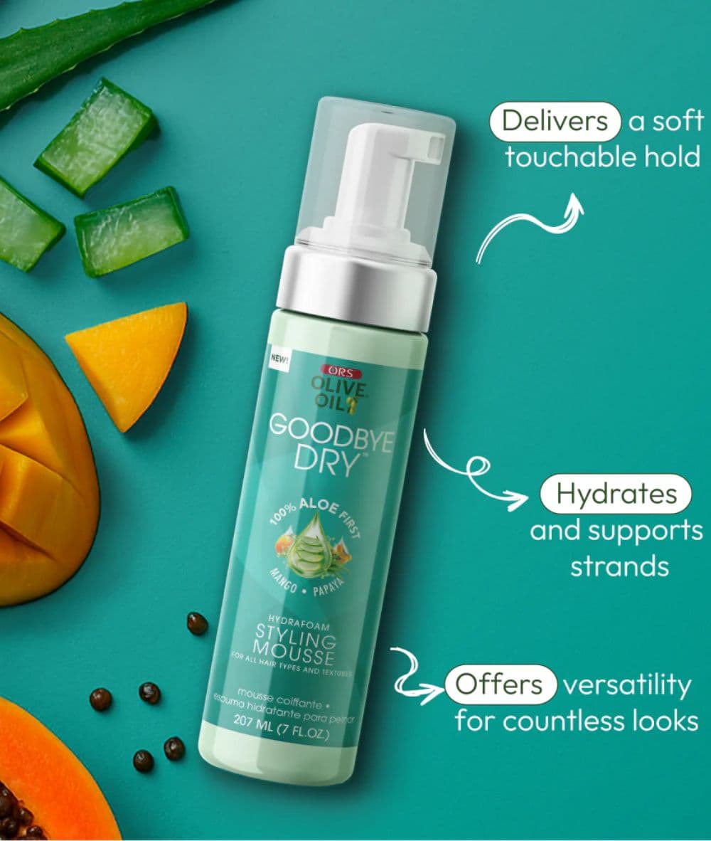 ORS Olive Oil Goodbye Dry Hydrafoam Styling Mousse 7oz, Hair Care - Cloré Beauty