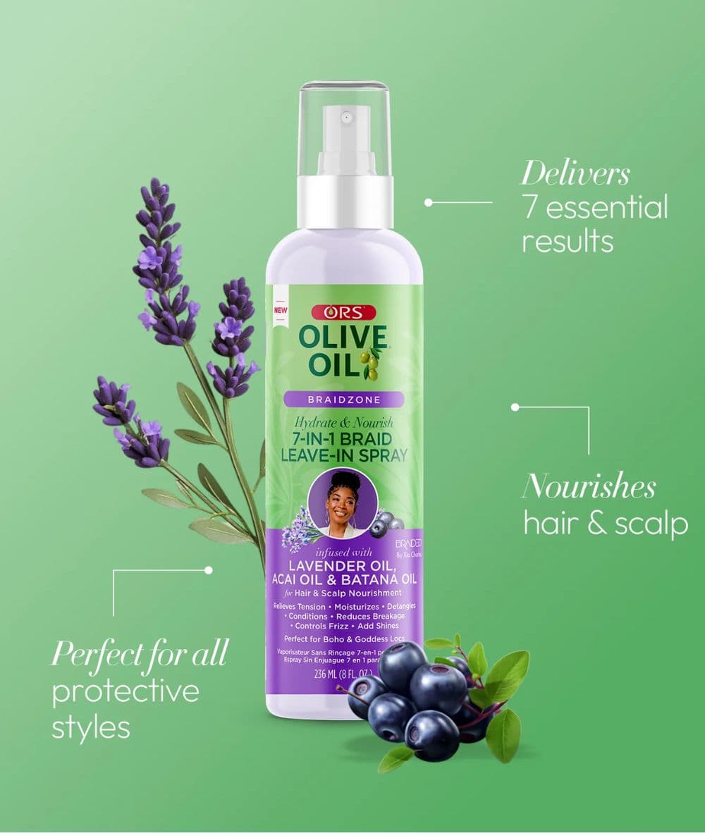ORS Olive Oil Braidzone 7 In1 Braid Leave-In Spray 8oz, Hair Care - Cloré Beauty