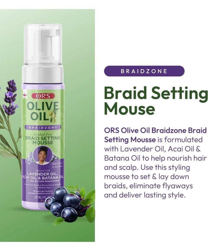 ORS Olive Oil Braidzone Braid Setting Mousse 7oz, Hair Care - Cloré Beauty