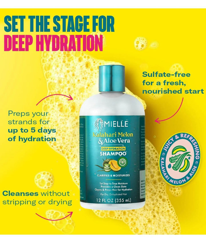Mielle Kalahari Melon &amp; Aloe Deep Hydration Shampoo 12oz