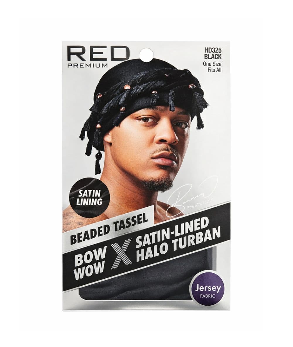 RED Satin Lined Tassel Halo Turban