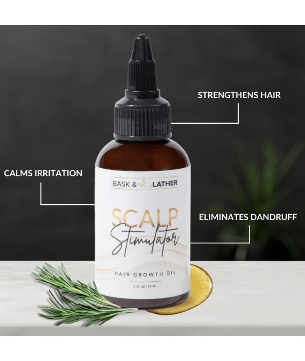 BASK &amp; LATHER Scalp Stimulator Hair Growth Oil 2oz