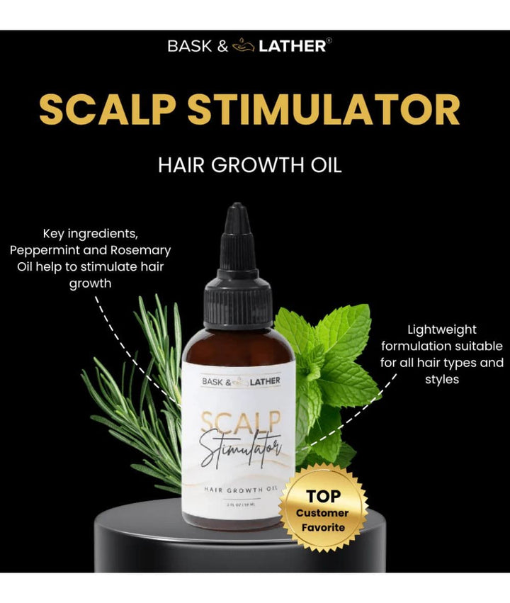 BASK &amp; LATHER Scalp Stimulator Hair Growth Oil 2oz