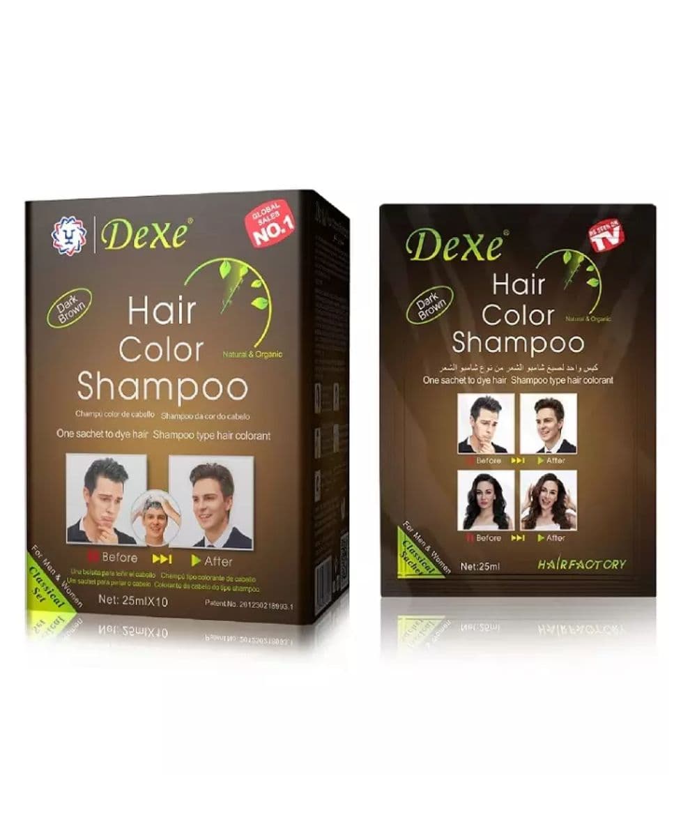 Dexe Dark Brown Hair Color Shampoo 25mlx10, Hair Care - Cloré Beauty