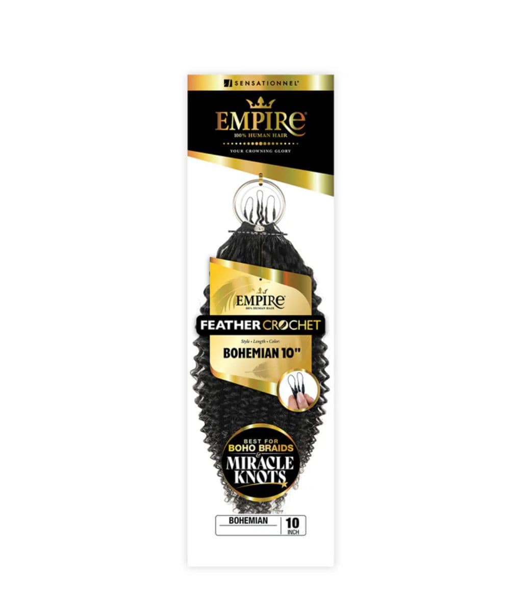 Sensationnel Empire Human Feather Crochet Bohemian 10", Hair Extensions - Cloré Beauty