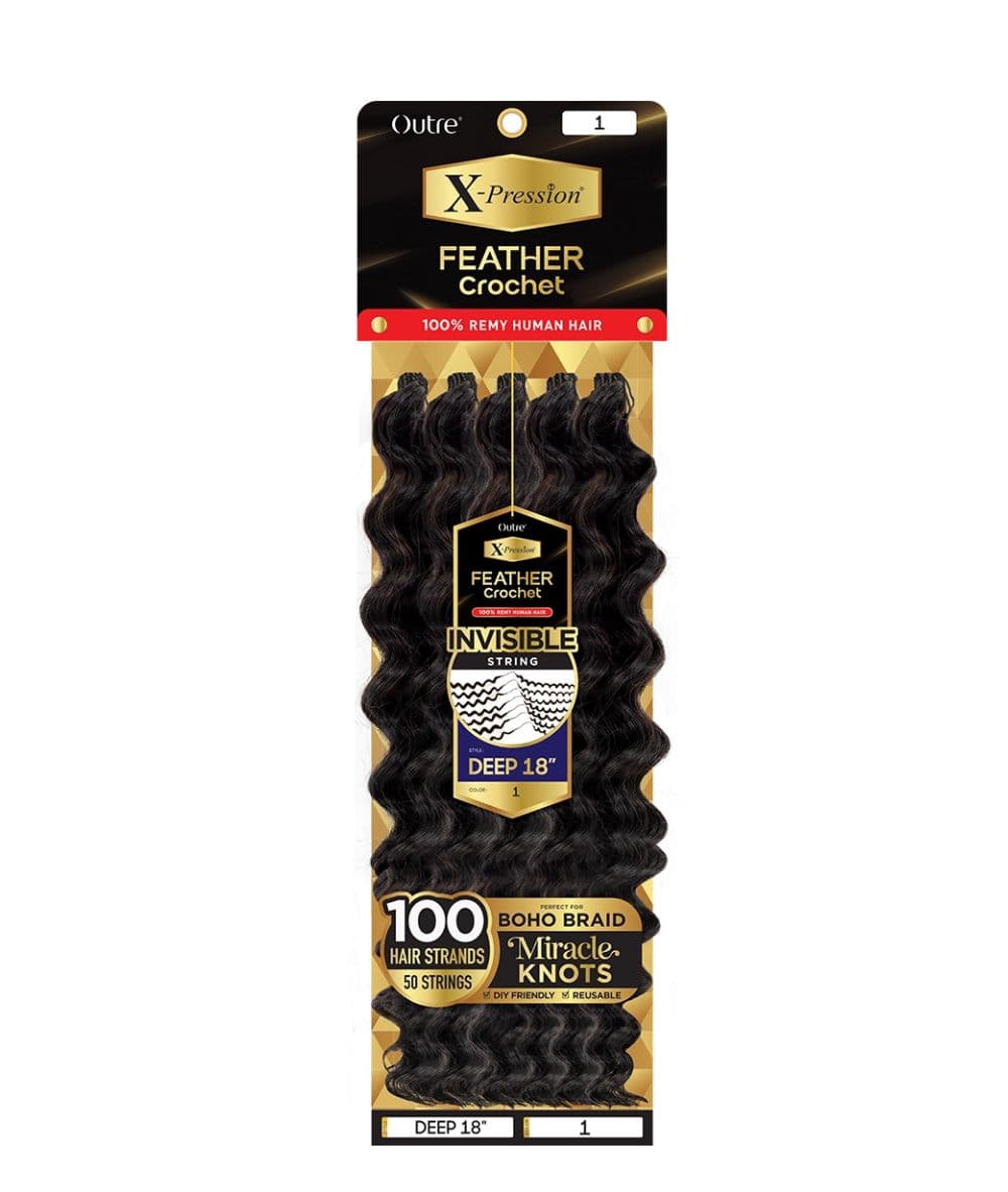 Outre X-Pression Human Hair Feather Crochet Deep 18"