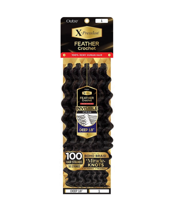 Outre X-Pression Human Hair Feather Crochet Deep 18"