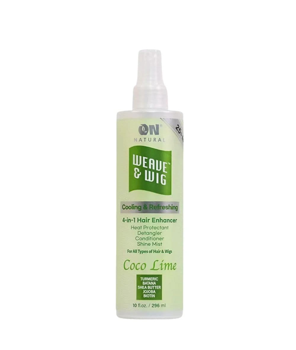 On Natural Weave &amp; Wig 4 In 1 Hair Enhancer Heat Protectant Detangler – Coco Lime 10oz