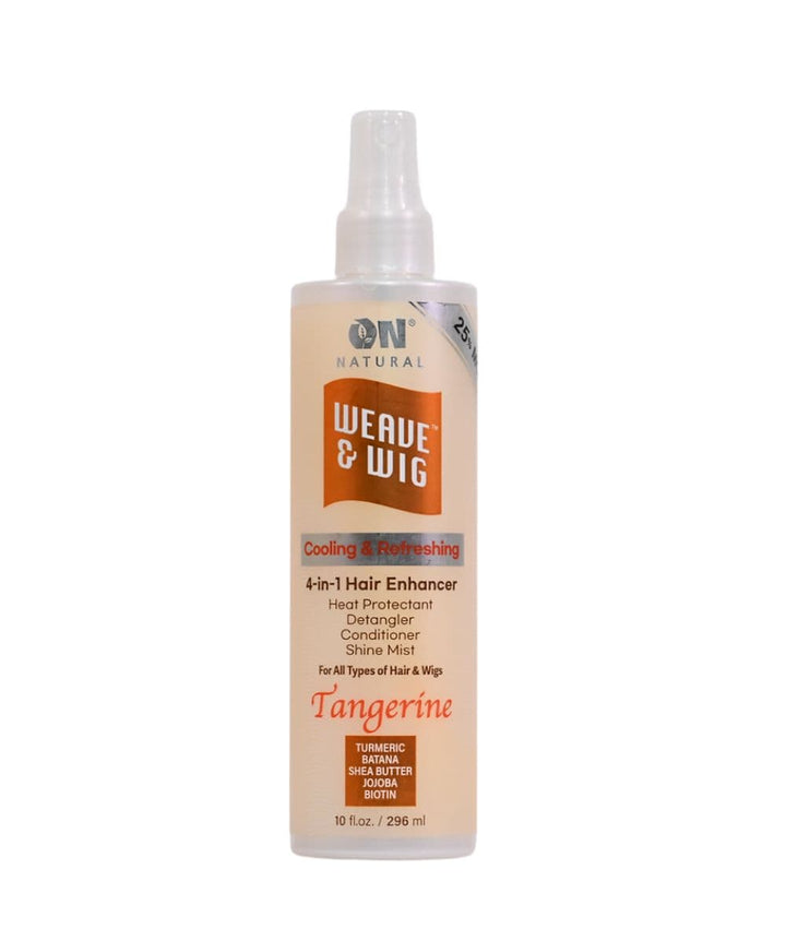 On Natural Weave &amp; Wig 4 In 1 Hair Enhancer Heat Protectant Detangler –Tangerine 10oz