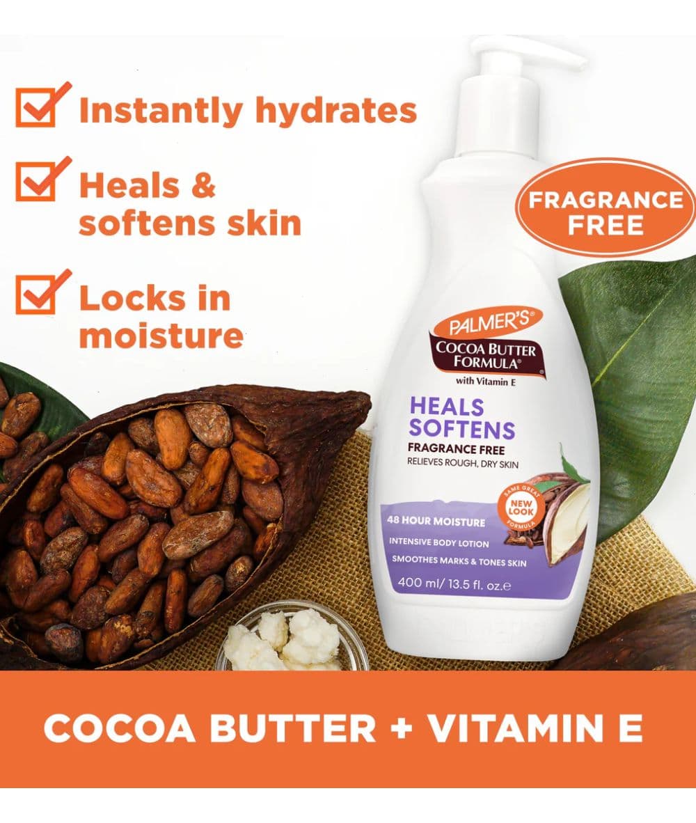 Palmers Heals &amp; Softens Cocoa Butter Body Lotion, Fragrance Free 13.5oz