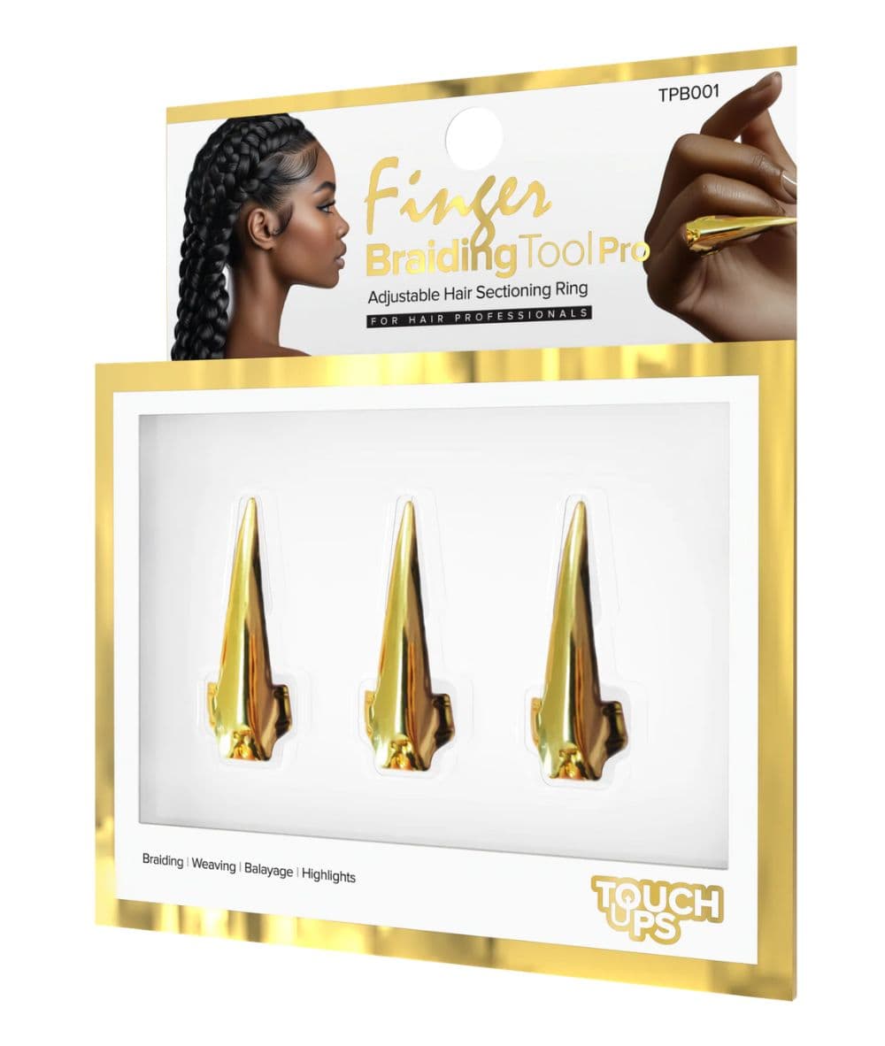 Touch Ups Finger Braiding Tool Hair Selecting Ring Pro Gold 