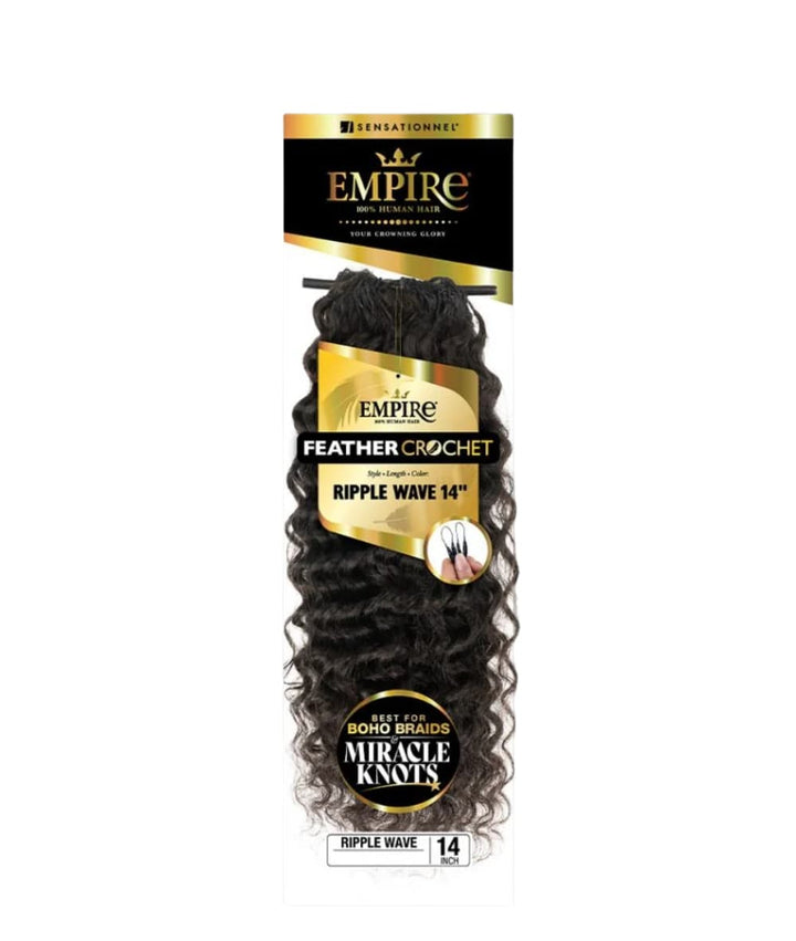 Sensationnel Empire Human Feather Crochet Ripple Wave 14"