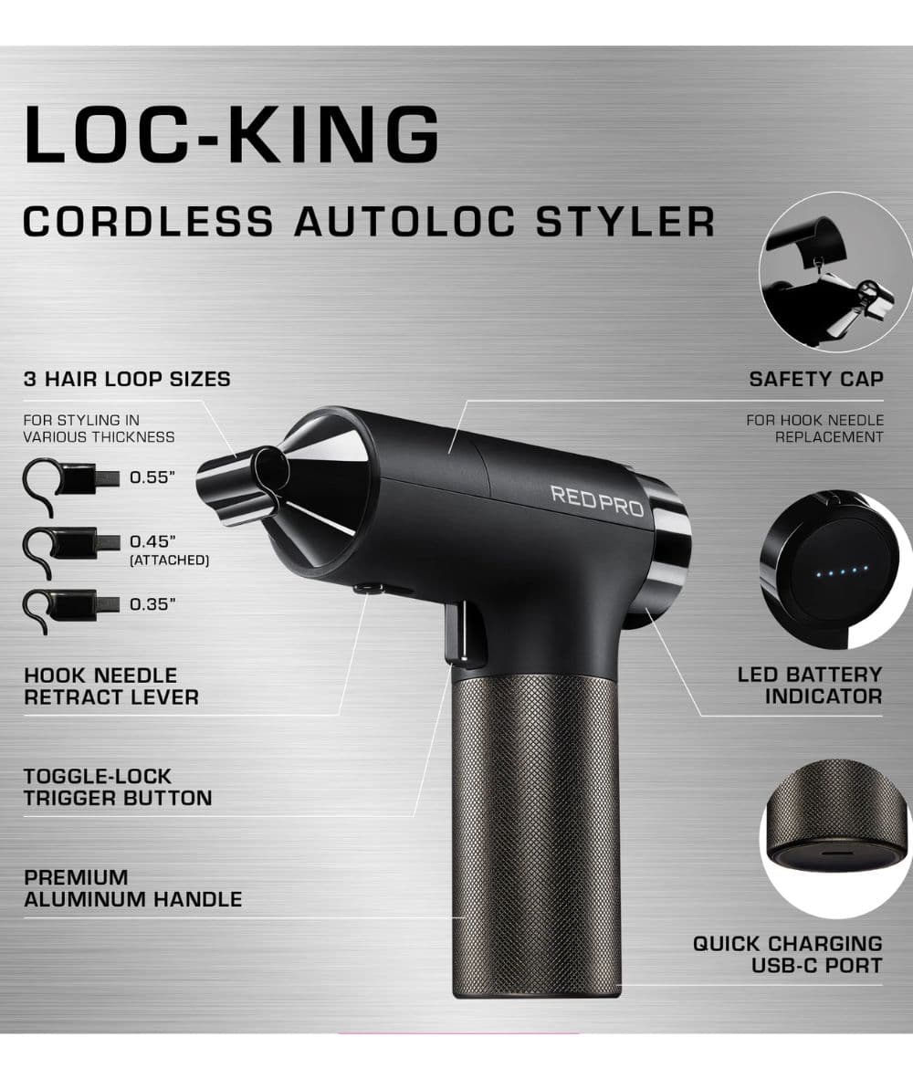 Red Pro Loc-King Cordless Auto Loc Styler 