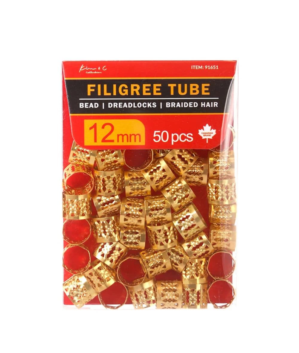Kim&amp;C Filigree Tube Gold 12mm [50PCS/Pack] 