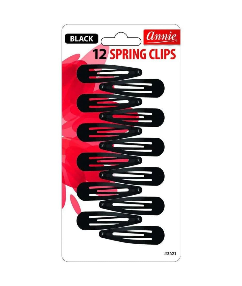 Annie Spring Clips 5Cm 12PCS [Black] #3421, Hair Tools - Cloré Beauty