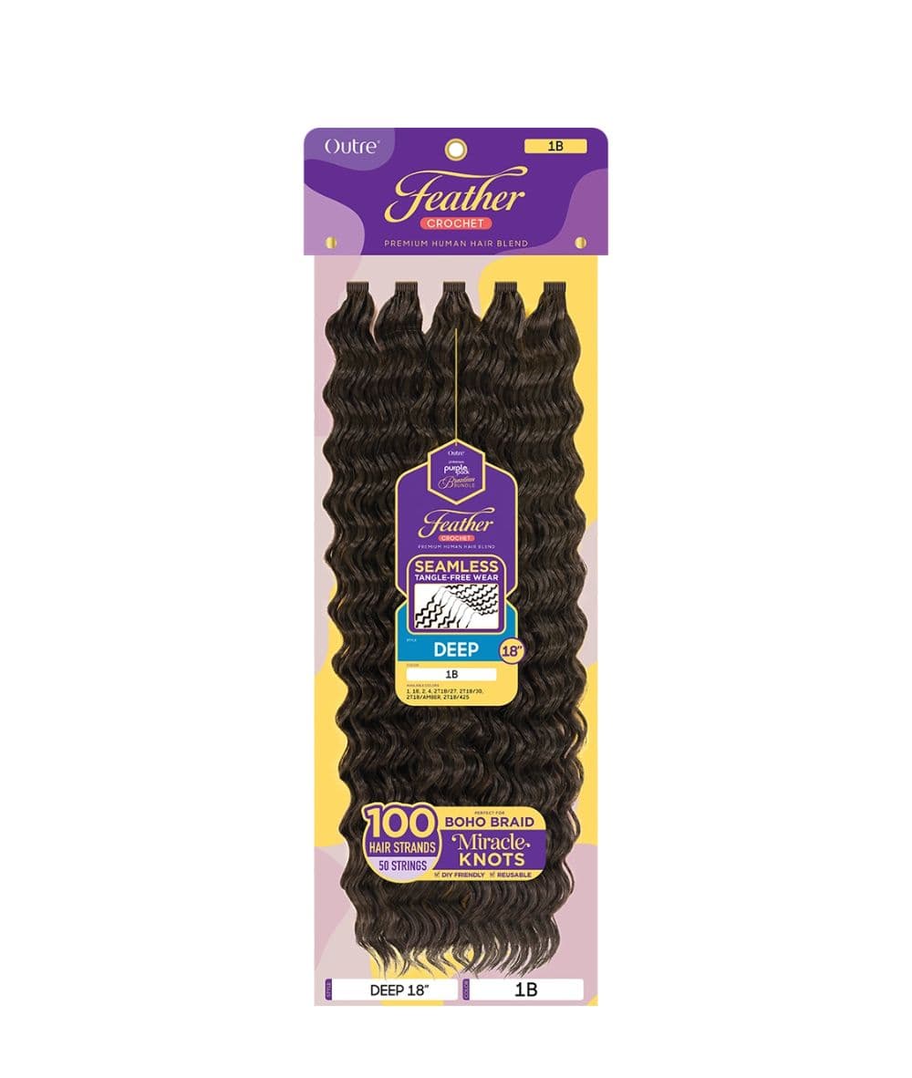 Outre Purple Pack Brazilian Bundle Human Hair Blend Feather Crochet Dominican 18"