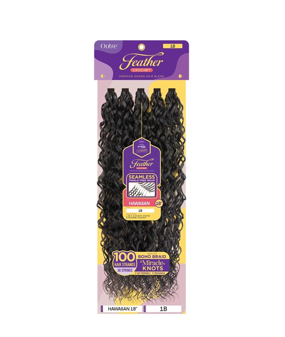 Outre Purple Pack Brazilian Bundle Human Hair Blend Feather Crochet Hawaiian 18"