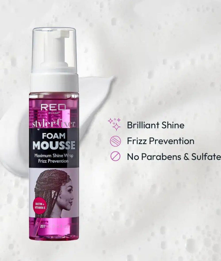 Red By Kiss Styler Fixer Foam Mousse Shine &amp; Frizz Prevention 7oz