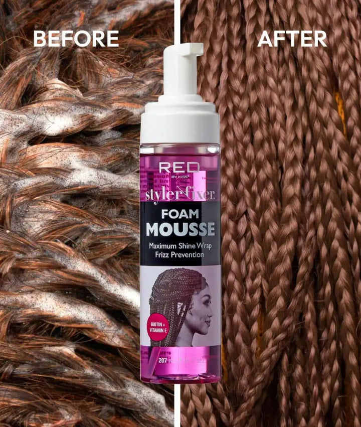 Red By Kiss Styler Fixer Foam Mousse Shine &amp; Frizz Prevention 7oz