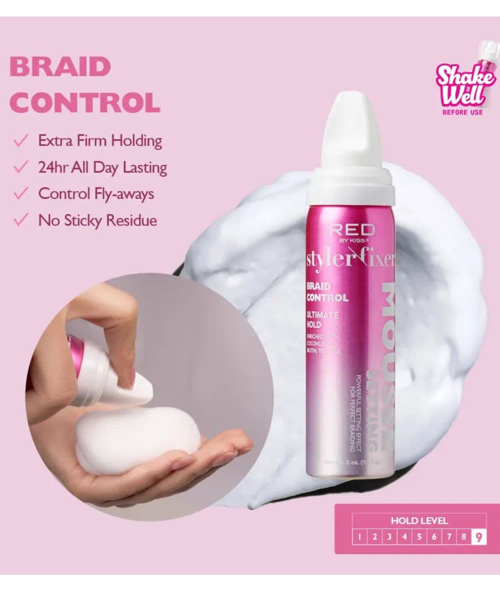 Red By Kiss Frizz Control Setting Mousse For Braid And Curls 2oz
