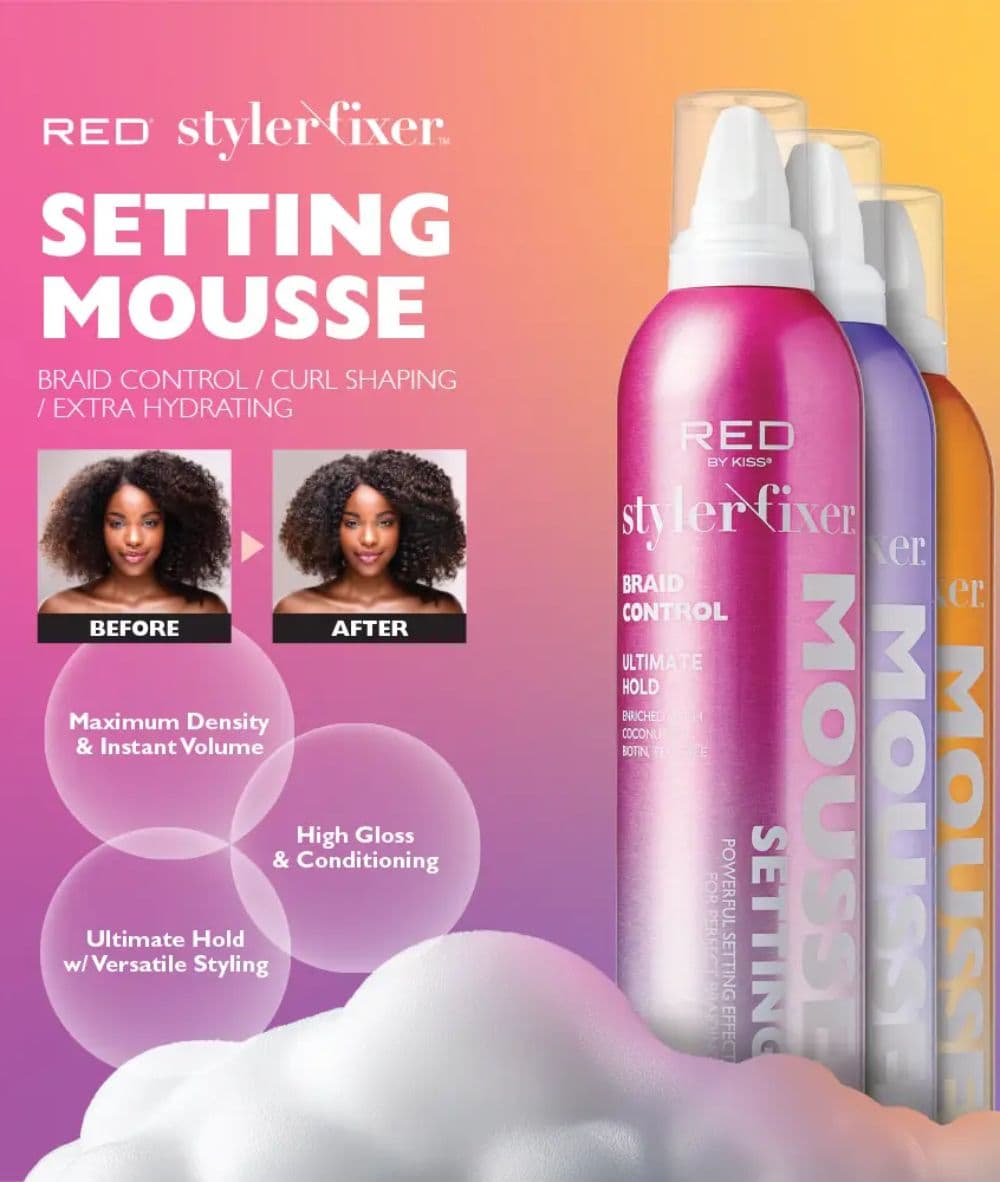Red By Kiss Frizz Control Setting Mousse For Braid And Curls 2oz