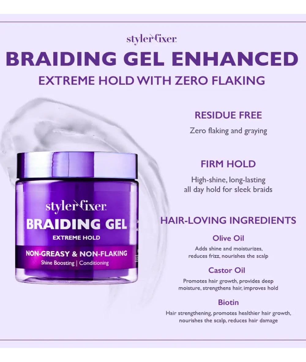 Red By Kiss Styler Fixer Braiding Gel Enhanced Non-Greasy &amp; Non-Flaking [Extreme Hold]