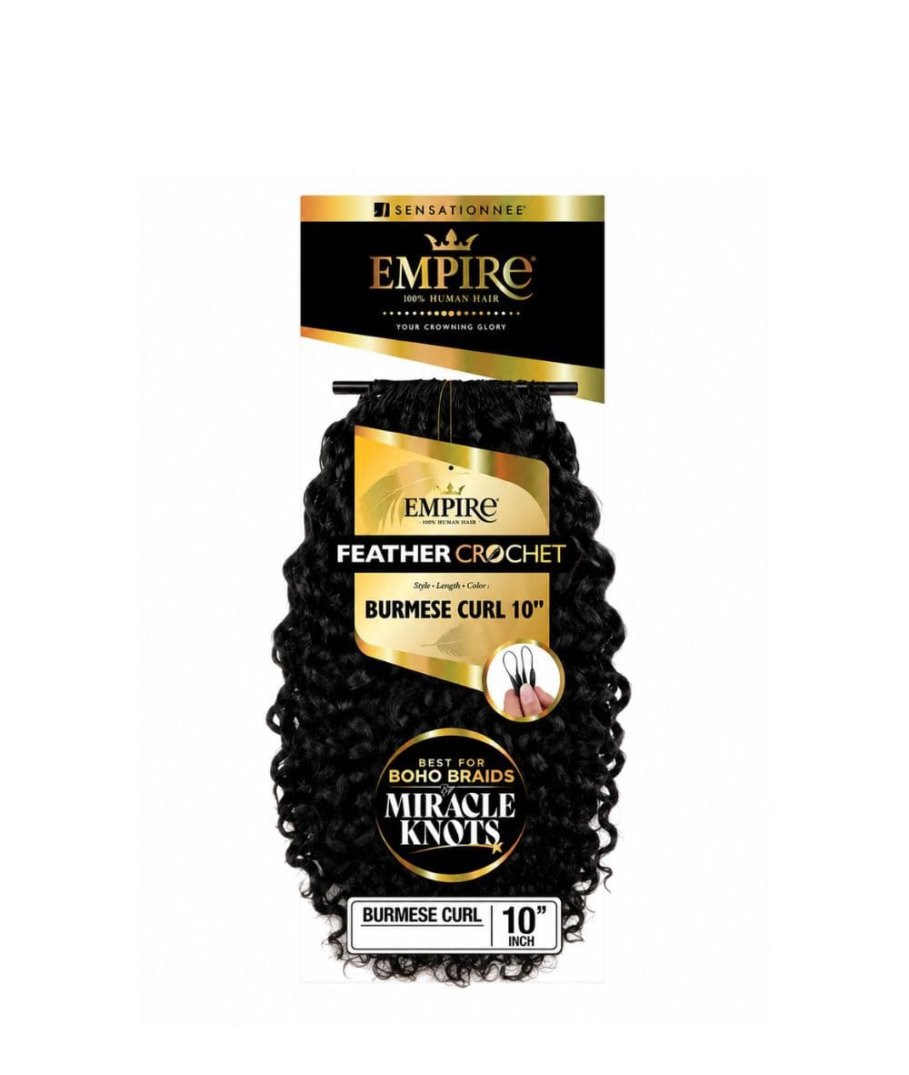 Sensationnel Empire Human Feather Crochet Burmese Curl 10"