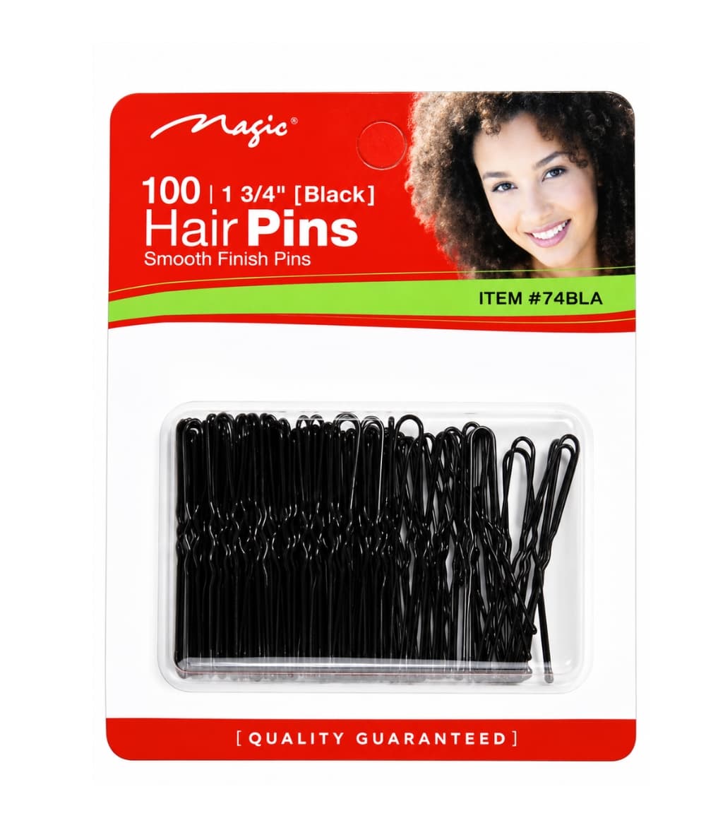 Magic Collection 100 Hair Pins 1 3/4" Smooth Finish Pins Black 
