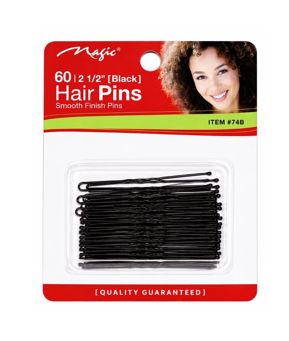 Magic Collection 60 Hair Pins 2 1/2" Smooth Finish Pins Black #743, Accessory - Cloré Beauty