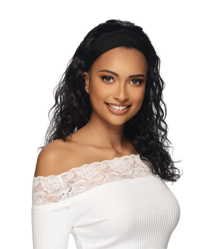 Vivica A Fox Black Rose Remi Human Hair Headband Wig Deep Curl 18"