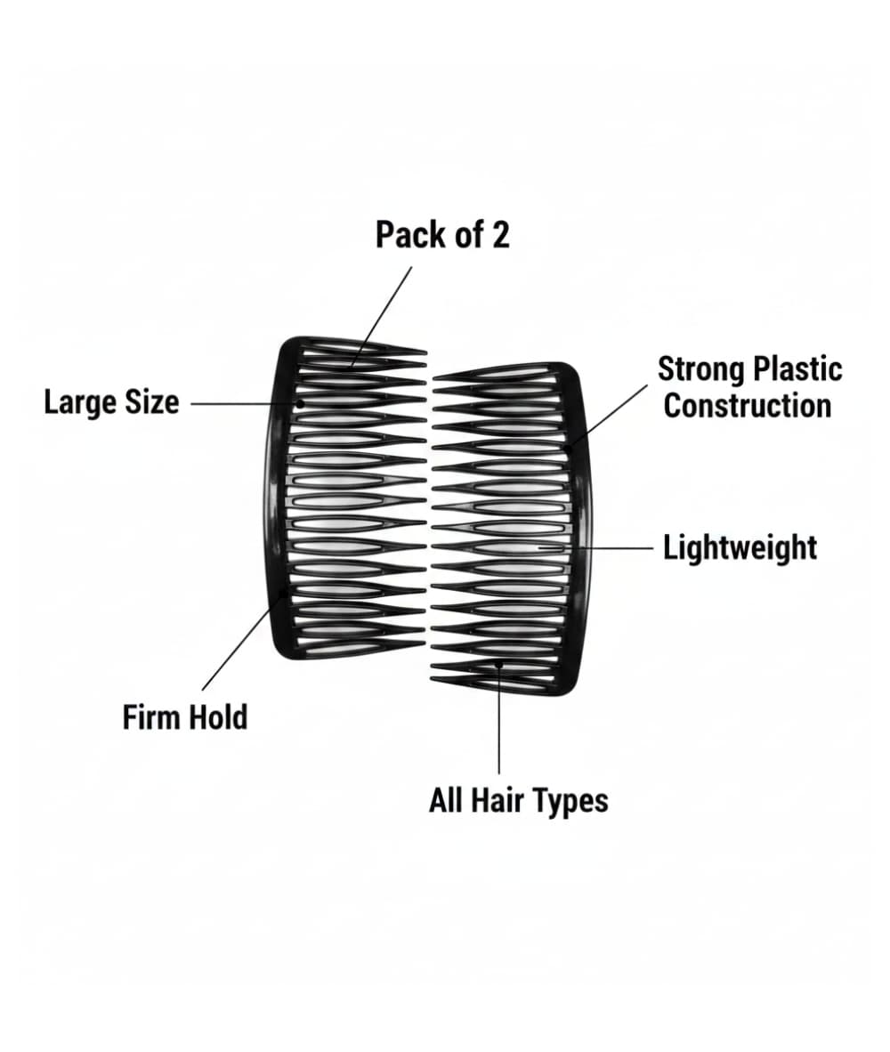 Annie 2 Side Combs Large Black 