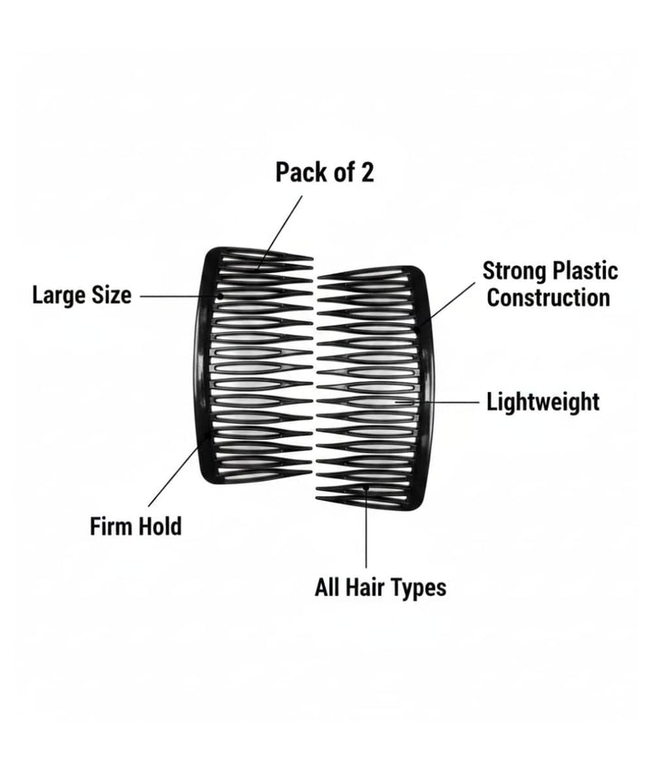 Annie 2 Side Combs Large Black 