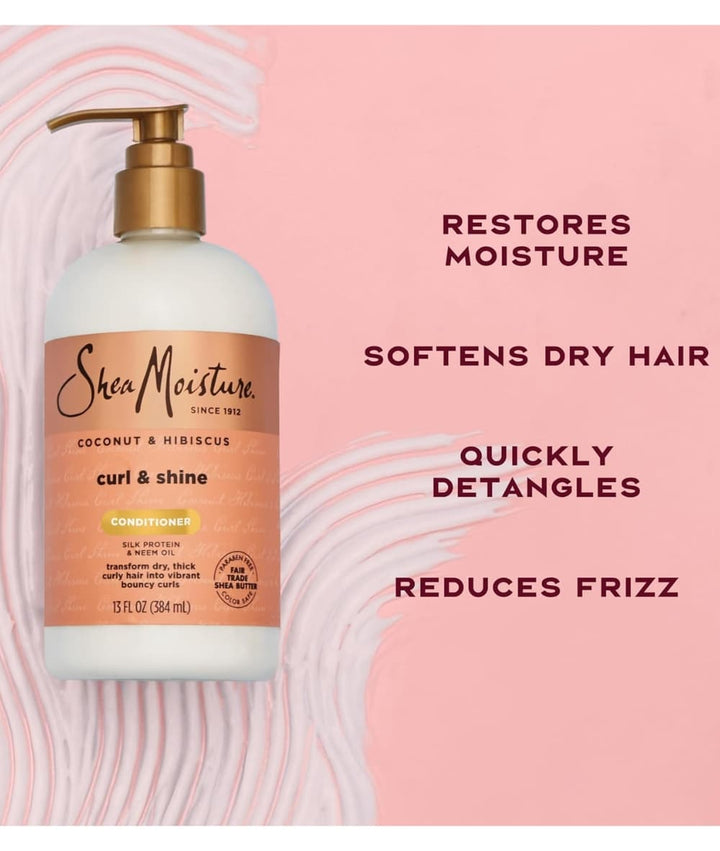 SheaMoisture Coconut &amp; Hibiscus Curl &amp; Shine Conditioner 13oz, Hair Care - Cloré Beauty
