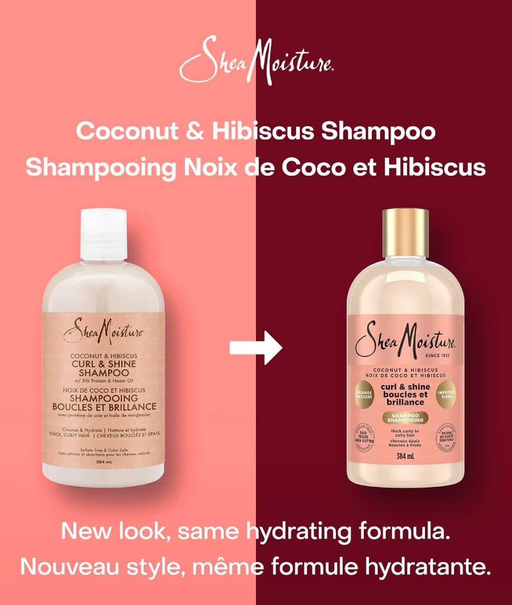 SheaMoisture Coconut & Hibiscus Curl & Shine Shampoo 13oz, Hair Care - Cloré Beauty