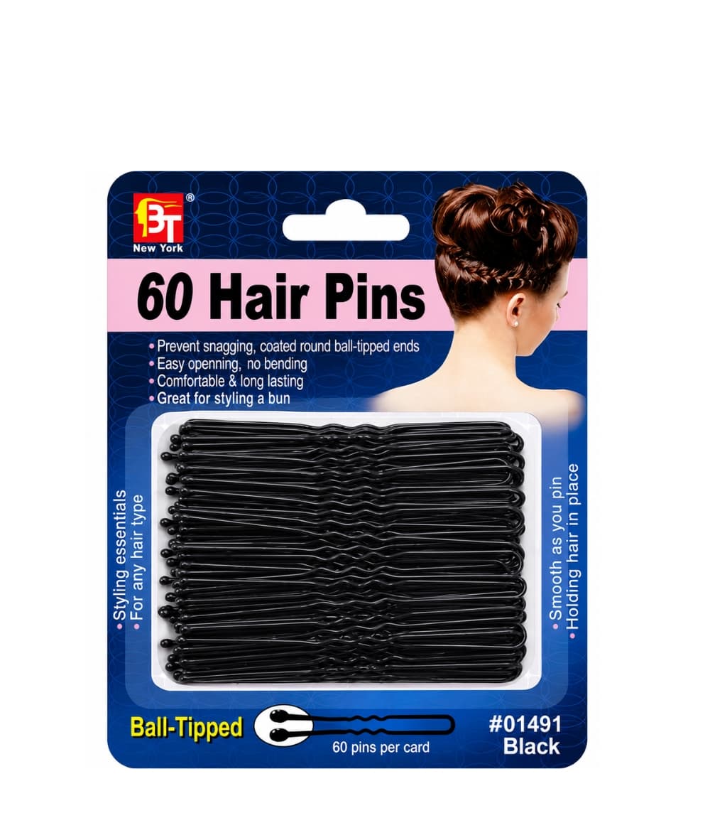Beauty Town 60 Hair Pins Ball Tip [Black] 