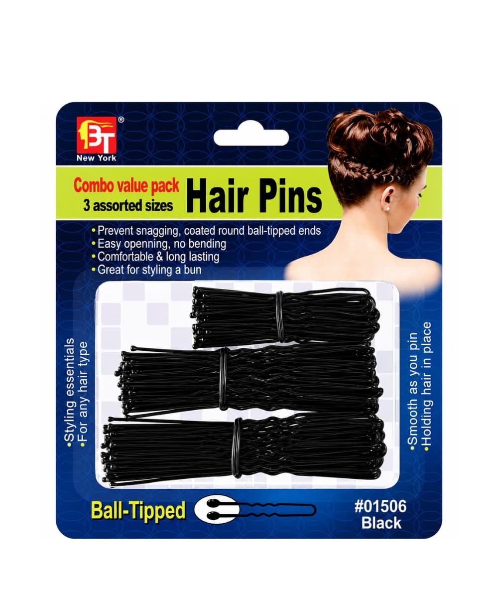 Beauty Town 3 Assorted Hair Pins Ball Tip [Black] 