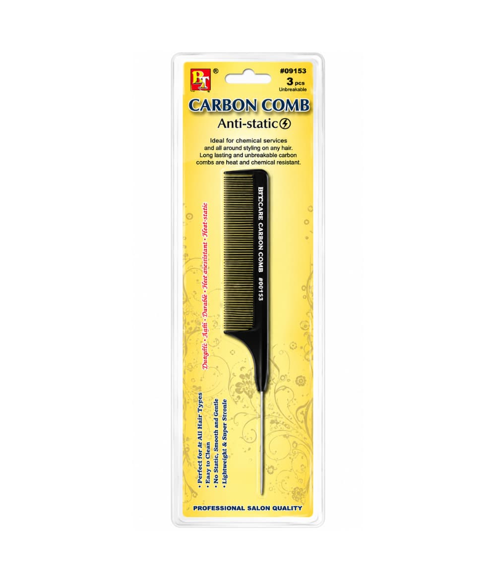 Beauty Town Carbon Hook Pin Tail Comb 220*24*3 mm 