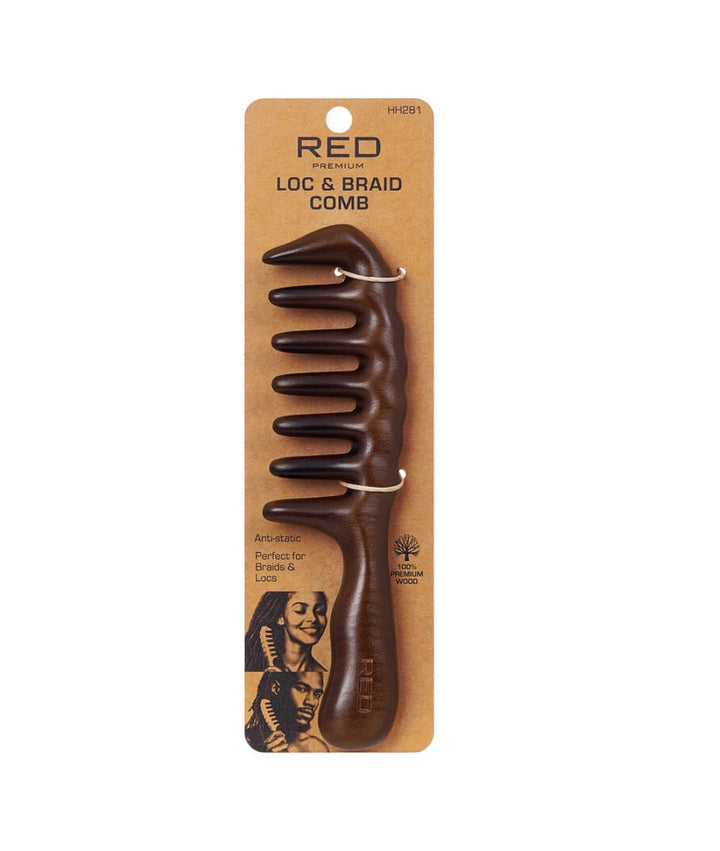 Red Premium Loc &amp; Braid Comb/Brush