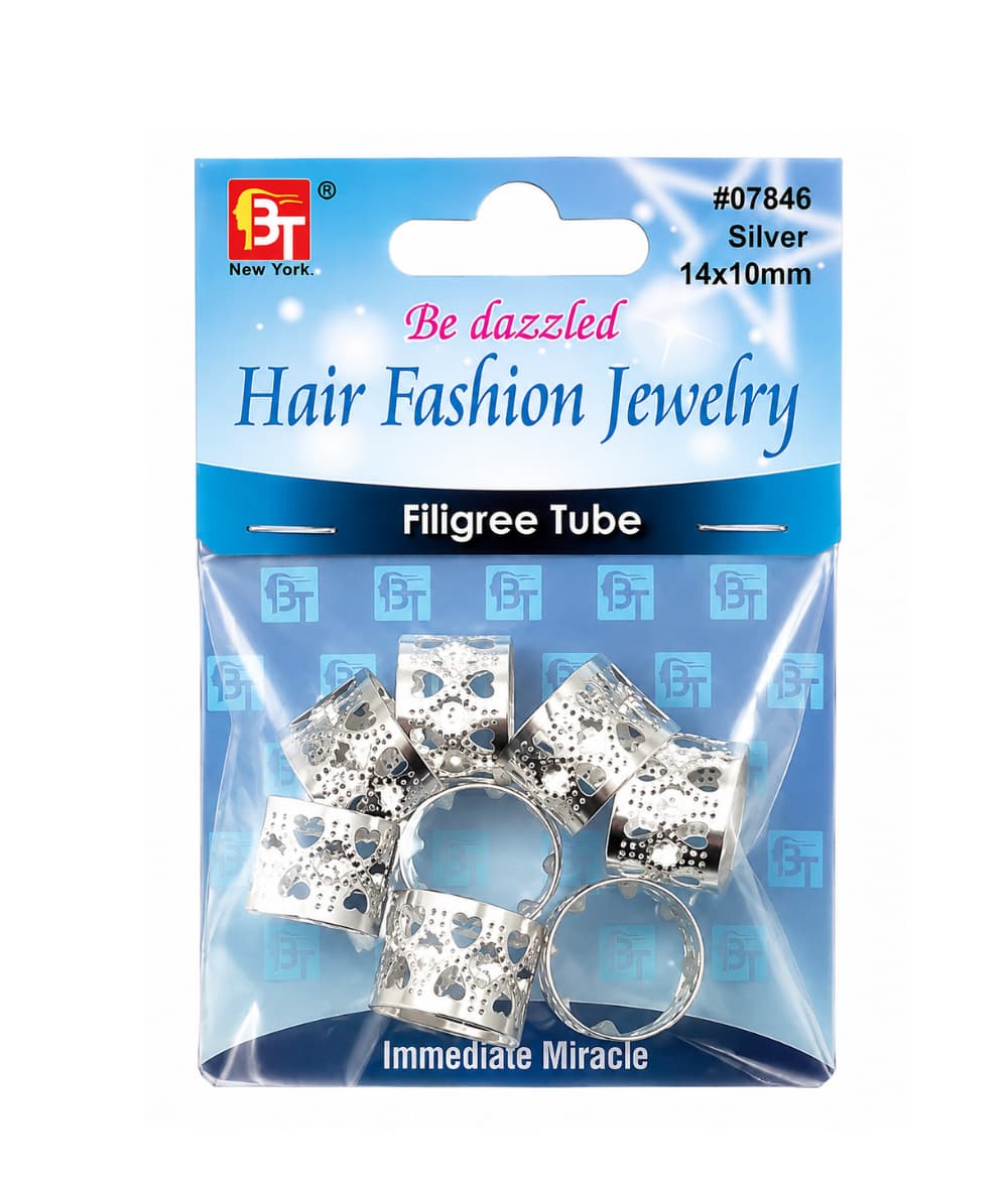 Beauty Town Filigree Tube Silver 14X10mm 8PCS 
