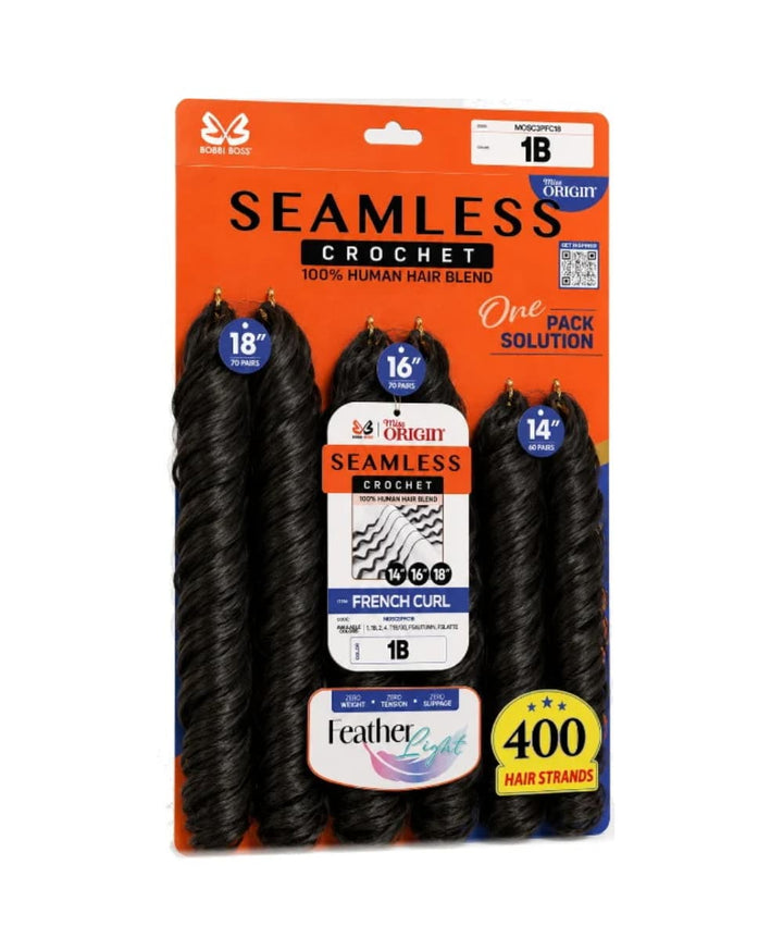 Bobbi Boss Origin Seamless 3X Human Hair Blend Crochet French Curl 14"16"18"